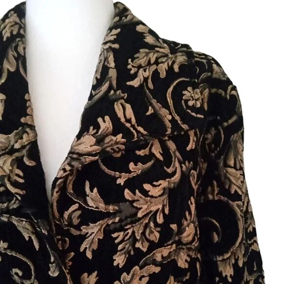 Cut Loose Black & Gold Tapestry Style 3 Button Closure Jacket Size XL - Picture 3 of 7